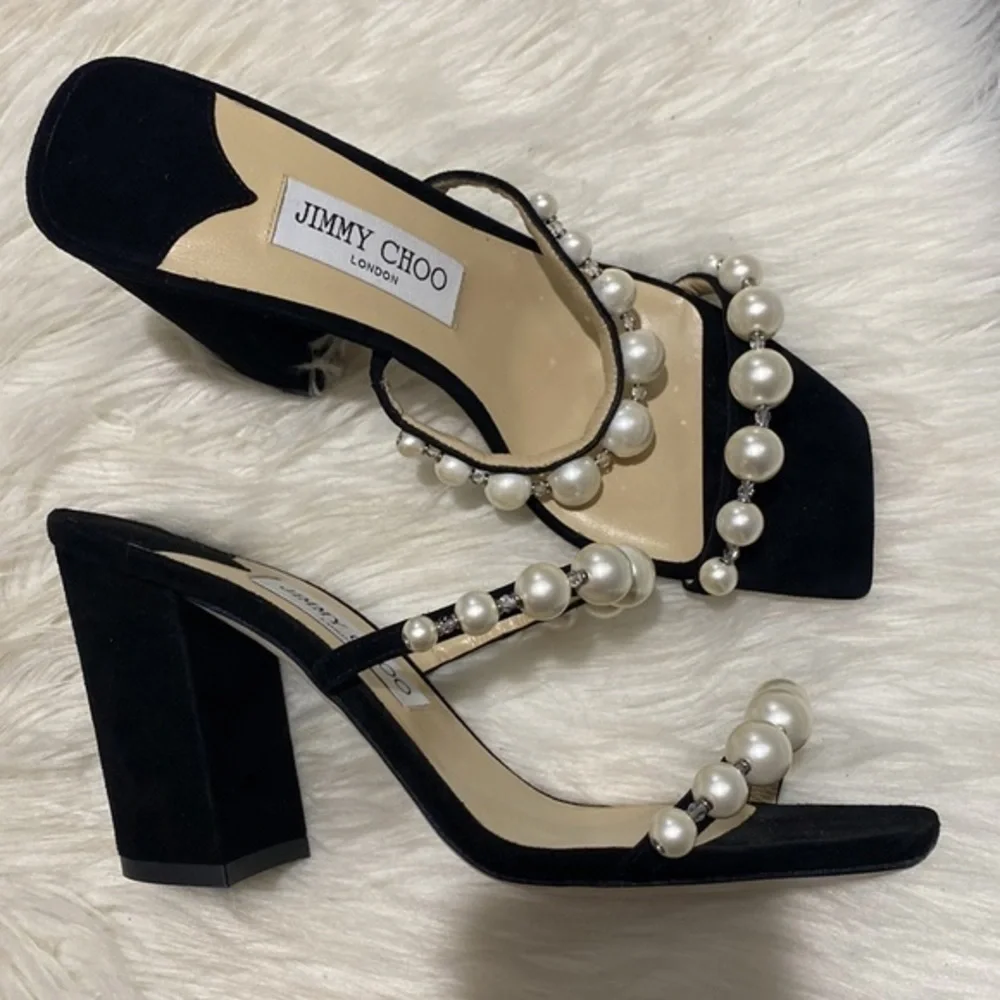 New Jimmy Choo Amara Embellished slide sandal‎ size 38.5EU